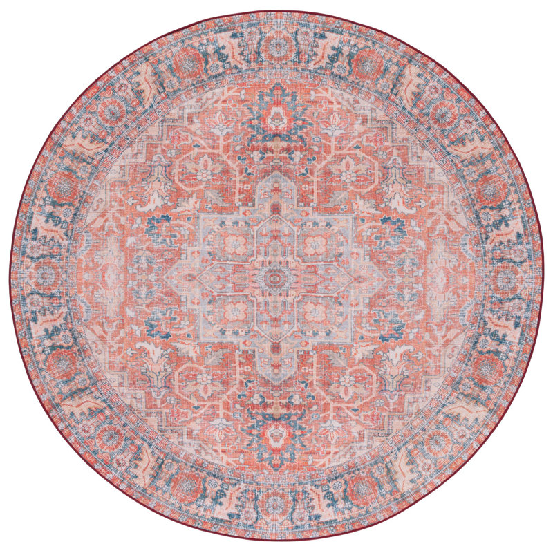 Tapis oriental rouille / bleu marine, Rond 6 pi