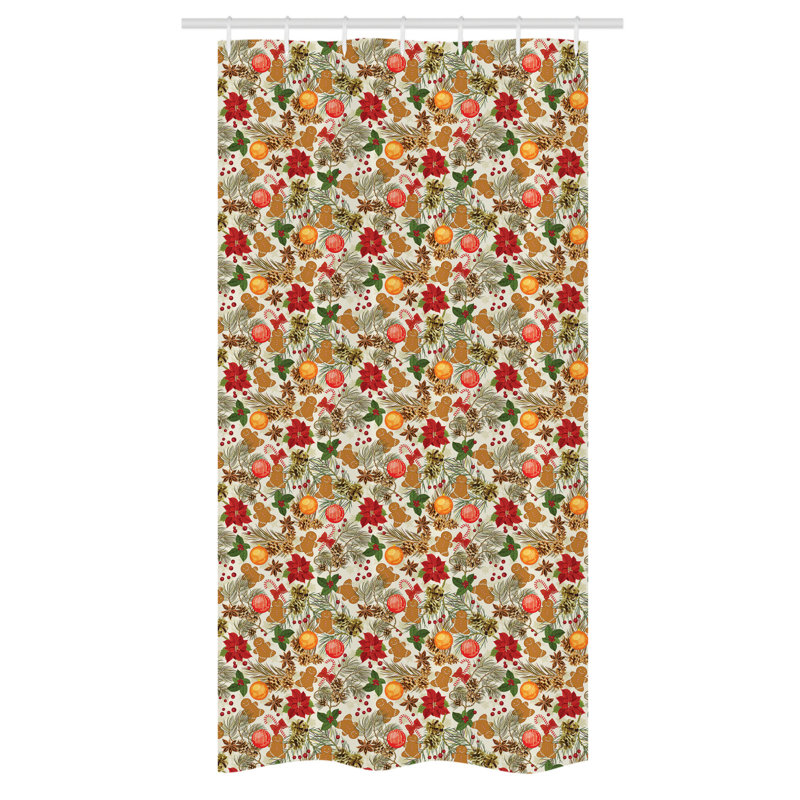 Floral Shower Curtain with Hooks Included, 36" W x 72" L
