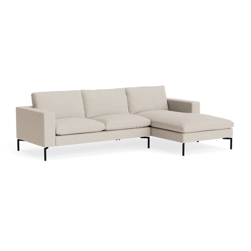 MTO - The New Standard Sofa with Arm Chaise with Black Legs, Right, Sanford Linen