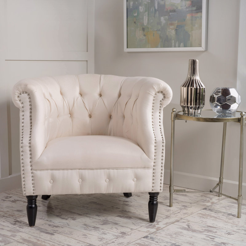 Fauteuil club, Tissu beige