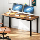 Large Computer Desk, Composite Wood Board, Decent And Steady Home Office Desk/Workstation/Table 54.3Inch Retro Black