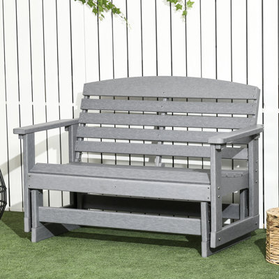 Gray Patio Swing Chair, 2 Outdoor Glider Bench, Frame For Garden Backyard Porch Bench - 2 Person Rocking Chair In With