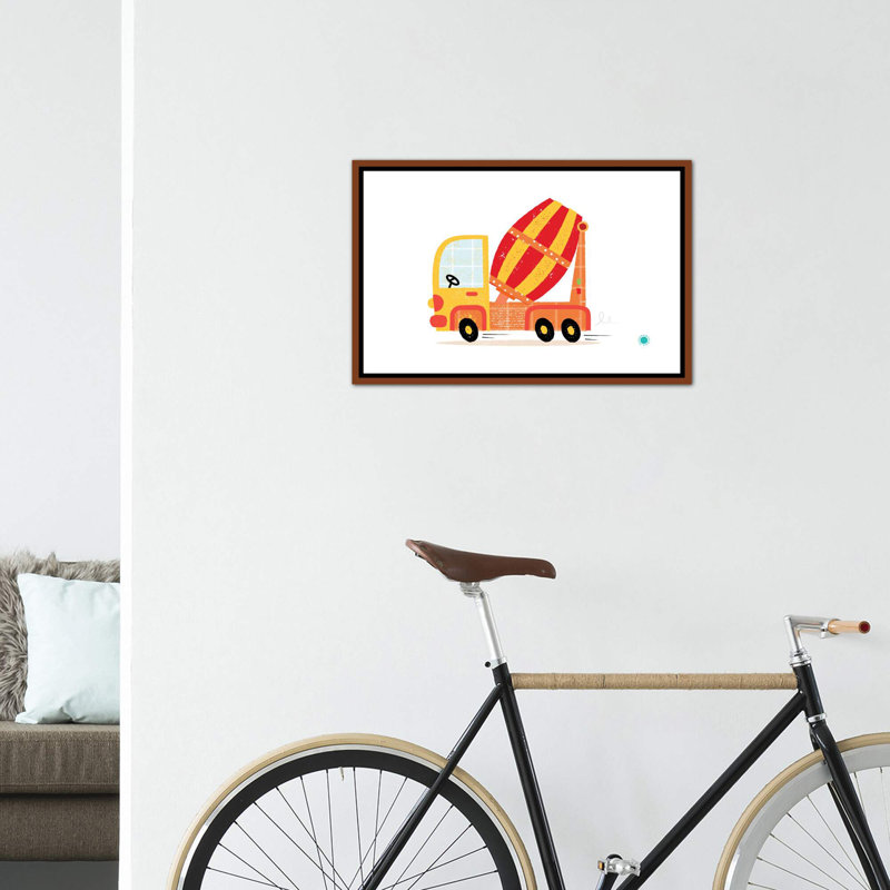 Cement Mixer - impression d'art graphique, Pas de tapis, Toile avec cadre brun, H 18 po x l 26 po x P 1,5 po