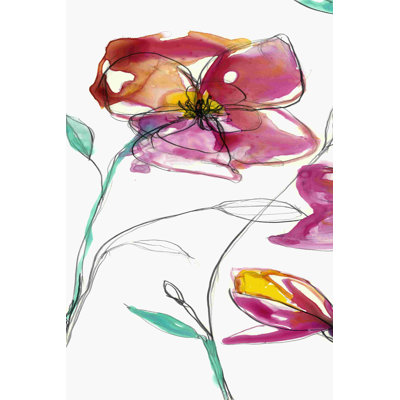 «Inked Floral I» par Jennifer Goldberger - impression sur toile tendue