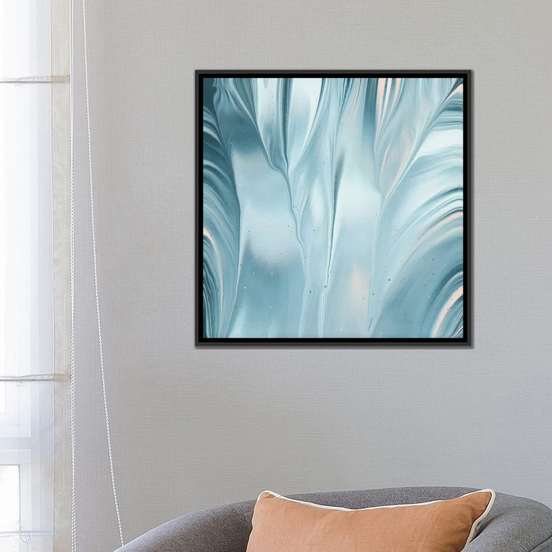 «Flowing Water III», reproduction sur toile tendue, H 18 po x l 18 po x P 1,5 po, Toile avec cadre noir, Pas de tapis