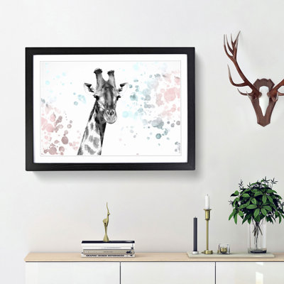 Giraffe with Paint Splashes - Picture Frame Painting Print