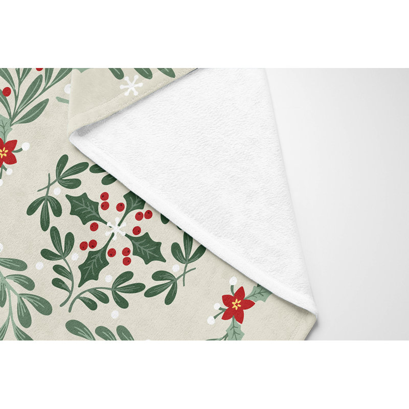 Winter Mistletoe Holiday Velveteen Throw, Birch