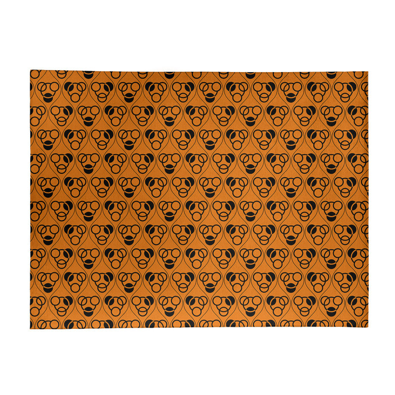 Tapis orange/noir zone fait main géométrique, Rectangle 9 pi x 12 pi