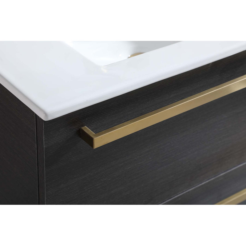 Elozor 30“ Modern Single Bathroom Vanity with Ceramic Top, Gray