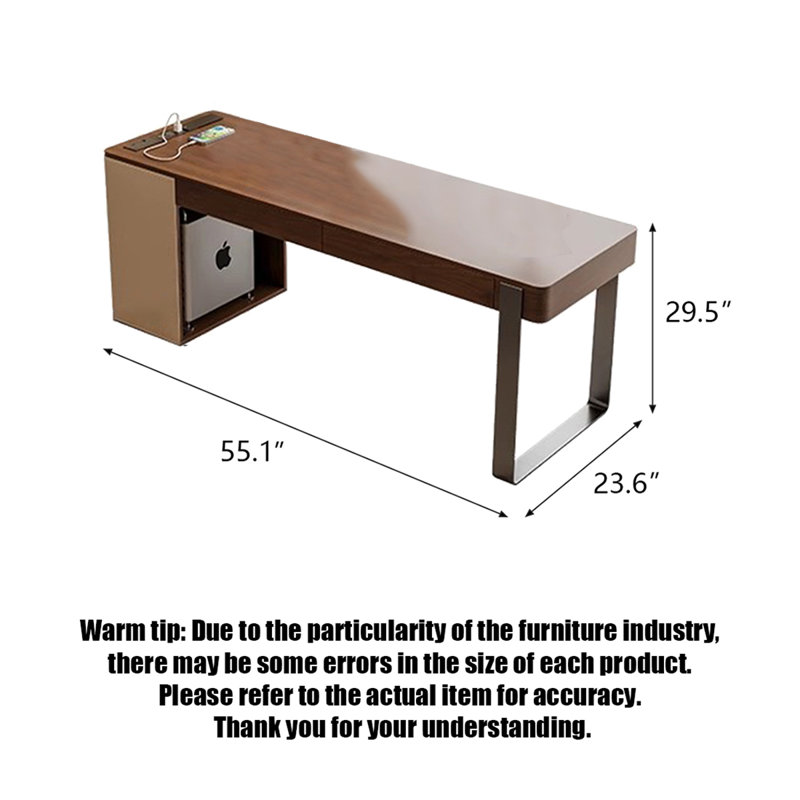 Bureau en bois massif Minimalist, H 29,53 po x l 55,12 po x P 23,62 po