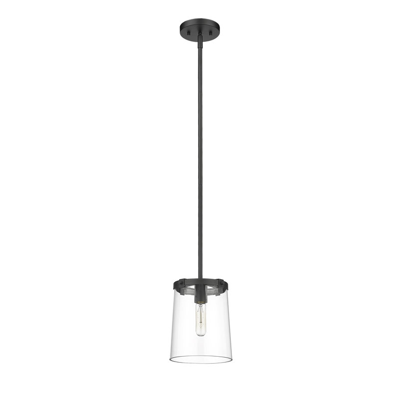 Luminaire suspendu cylindrique à 1 lumière Seden, Noir mat, H 92 po x l 7,5 po x P 7,5 po