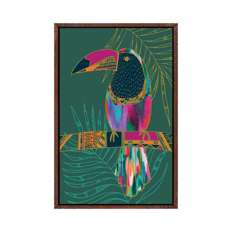 Toucan by EttaVee - Print on Canvas, 66.04 cm H x 45.72 cm W, Classic Brown Wood Framed Canvas