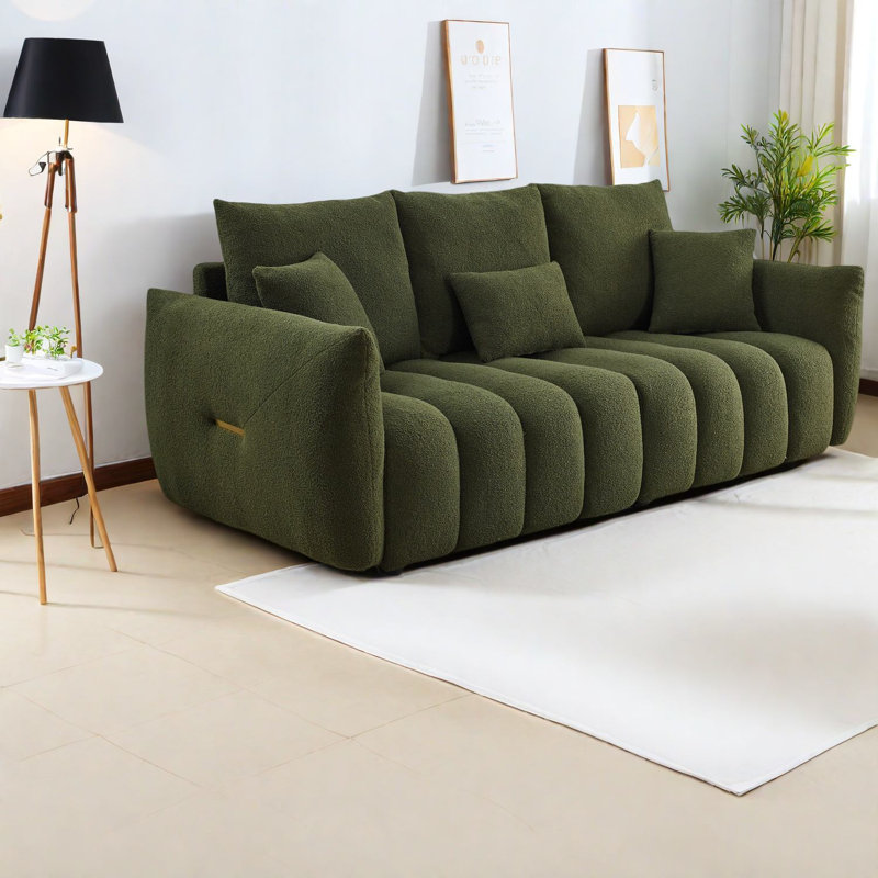 Canapé 3 places moderne et durable, revêtu de velours vert, pour la maison et le bureau