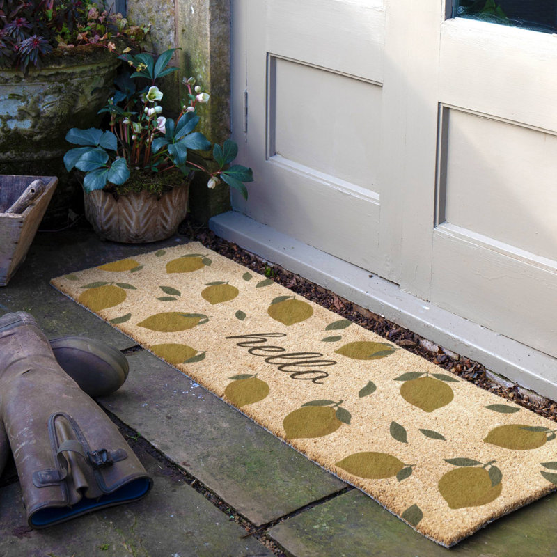 Hello Lemons Coir Doormat, 40cm W x 120cm L