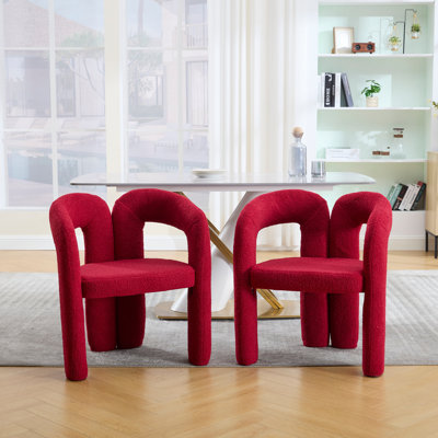 Ensemble de 2 fauteuils d'appoint / de salle à manger / de barils en tissu de velours de conception contemporaine