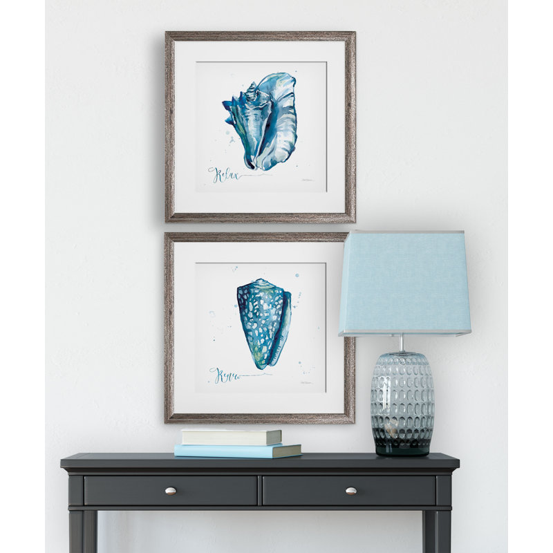 « blue shell relaxe », ensemble de 2 reproductions encadrées, Cadre brun