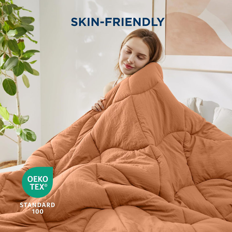 Bedsure Queen Down Alternative Duvet Insert – Burnt Orange Ultra-Soft, Prewashed, All-Season Comforter with 4 Tabs