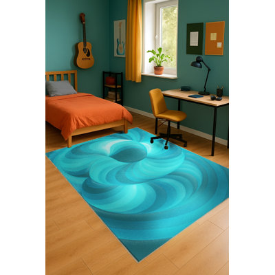 Tapis tissé rétro bleu sarcelle Mosso