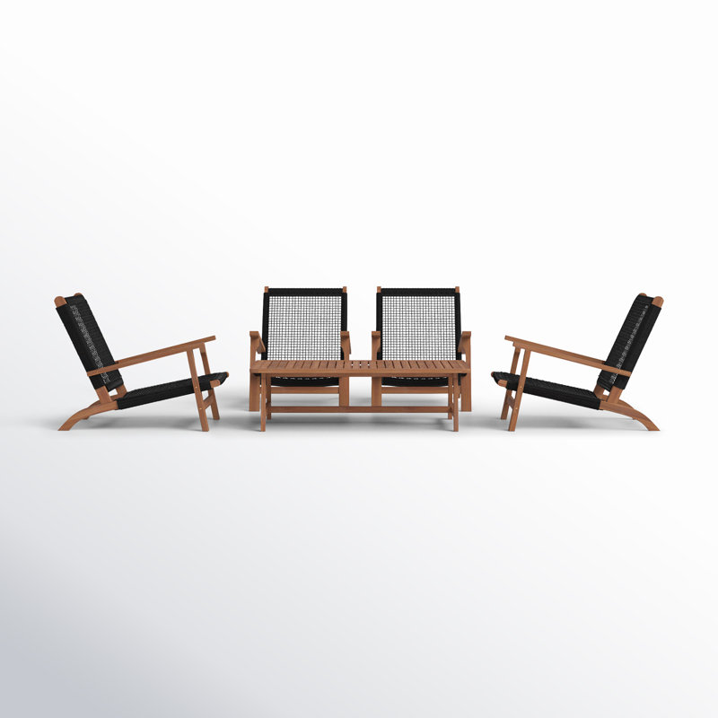 Kismet Acacia 4 - Person Patio Conversation Set, Natural/Black