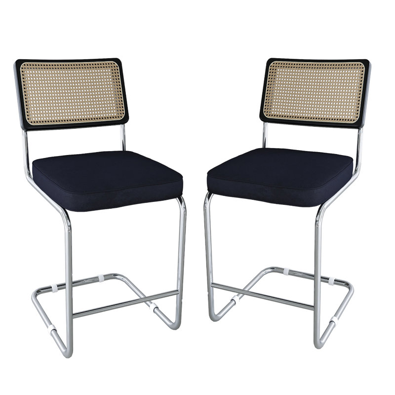 Ensemble de 2 tabourets Ivy Bronx, Noir, noir, noir, noir