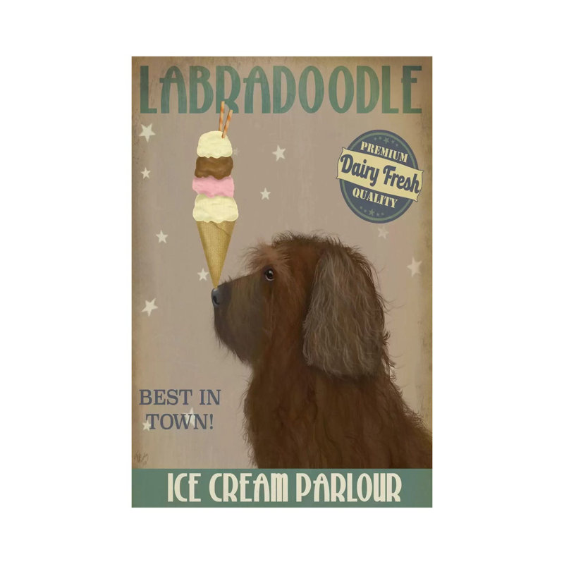 Labradoodle, Brown, Ice Cream by Fab Funky - Wrapped Canvas Print, 66.04 cm H x 45.72 cm W x 1.91 cm D
