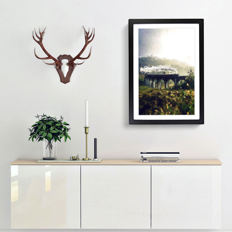 Steam Train over Glenfinnan Viaduct - Framed Print, Black Framed, 48cm H x 36cm W x 2cm D