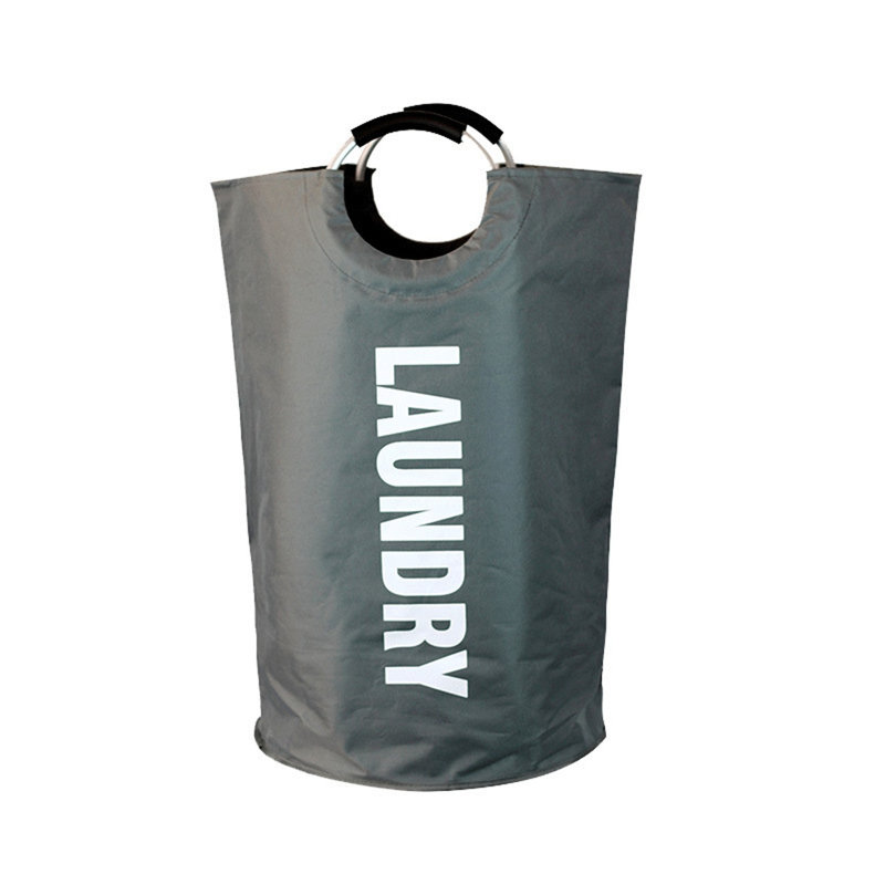 Foldable Fabric Laundry Basket  Dirty Clothes Bucket, Dark Gray