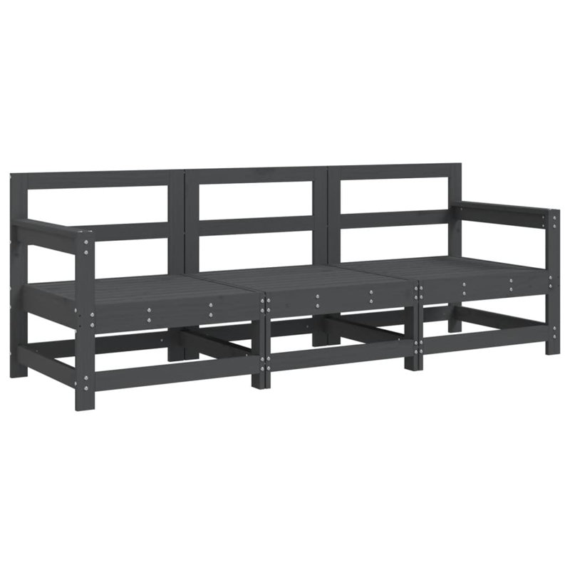 Alpen Home 3 Piece Garden Lounge Set Solid Wood Pine, Grey