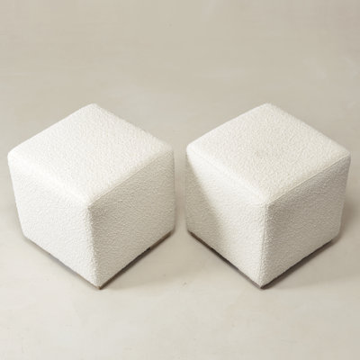 18.5" Wide Modern Square Boucle Upholstered Ottoman Set of 2