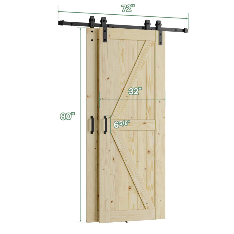 Portes doubles de grange coulissantes à panneaux en bois massif, 55 po x 80 po