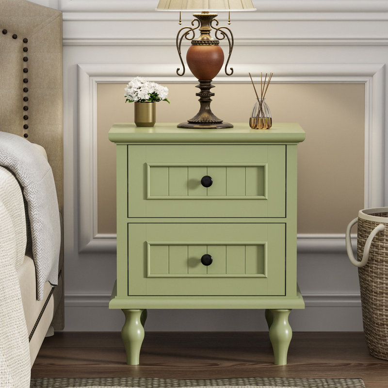 2 - Drawer 19.7"W Nightstand, Green