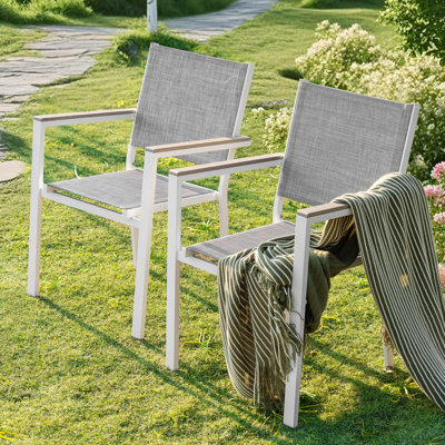 Patio Dining Chairs, Outdoor Textilene Stackable Chairs