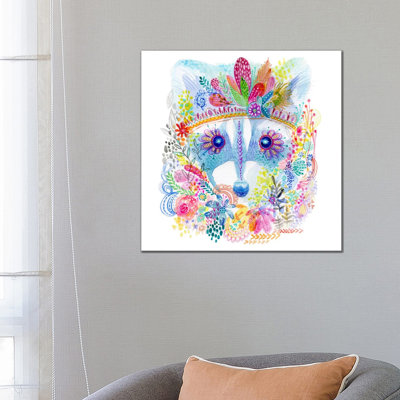 Pixie Raccoon 1 Piece Wrapped Canvas Painting