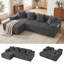Modern Oversized Corner Sofa L-Shaped Corduroy Sofa With Storage Pockets -1513385608-1513385609