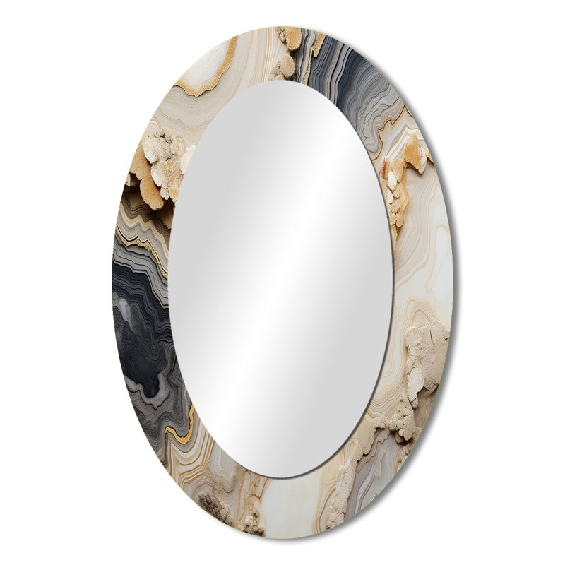 Miroir mural moderne gris et orange, H 36 po x l 24 po