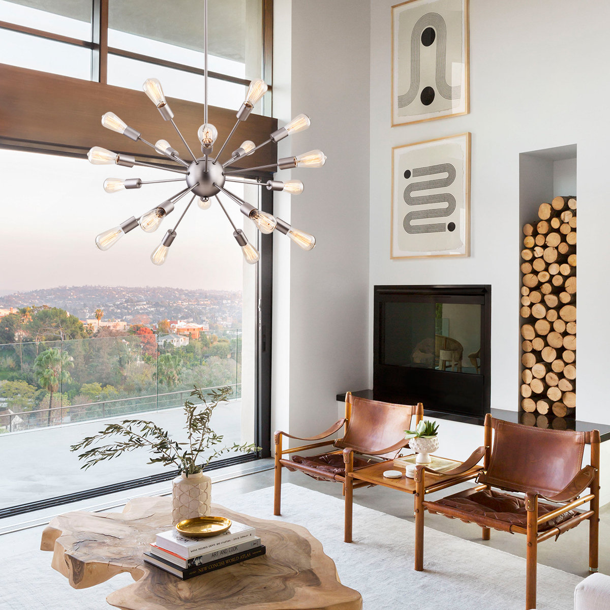 Kaspar Iron 18-Light Chandelier, Brushed Nickel