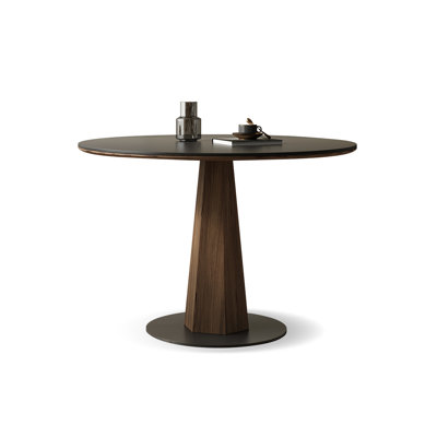 Dark Walnut Round Rock plate Solid wood base plate White wax wood table legs Dining table