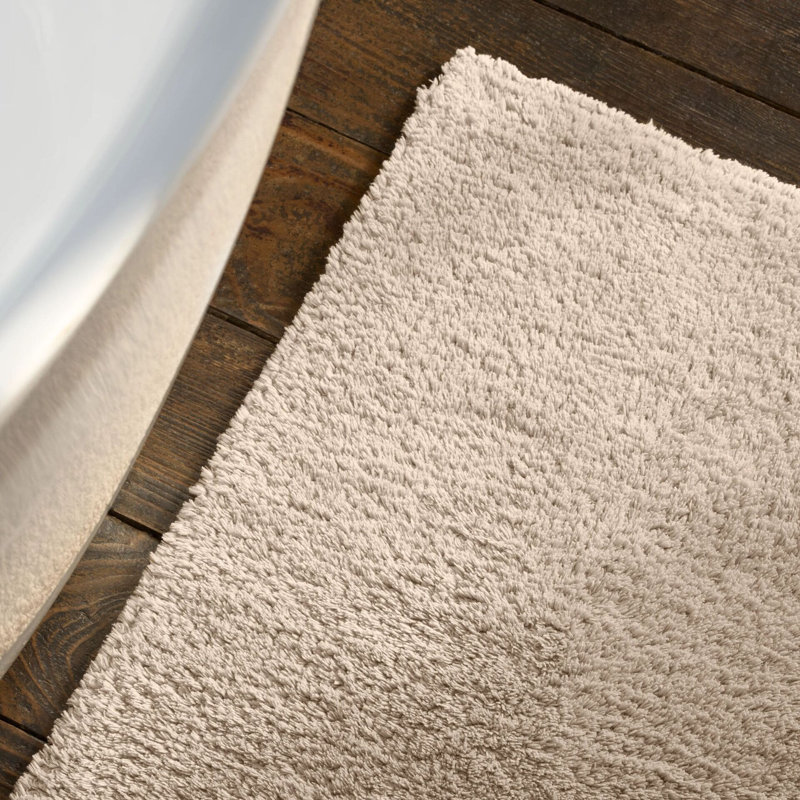 Reversible 100% Cotton Rectangle Bath Rug, Stone