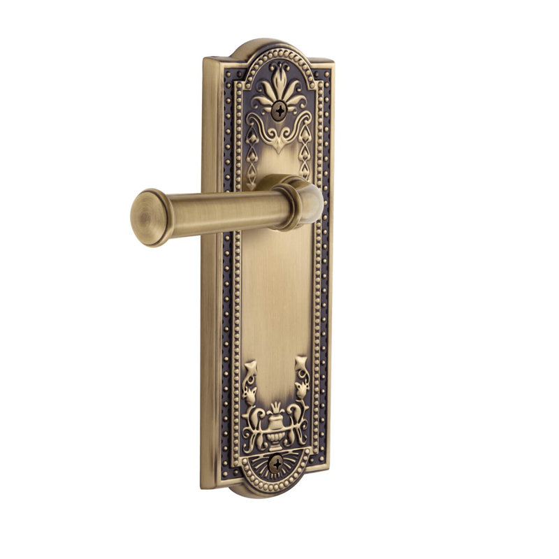 Plaque Grandeur Parthenon Passage avec levier Georgetown, 2 3/8", Laiton rétro