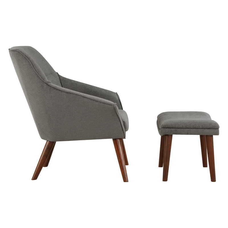 Chaise et repose-pieds Khristen, Mélange de polyester gris anthracite