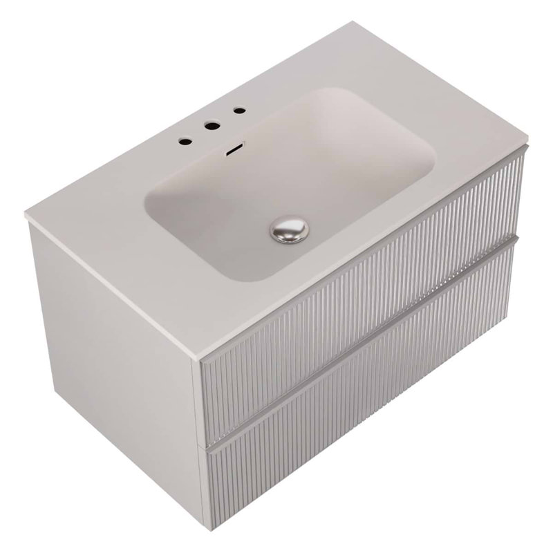 Astor 42" Single Vanity With Integrated White Solid Surfacetop, 36", Pearl