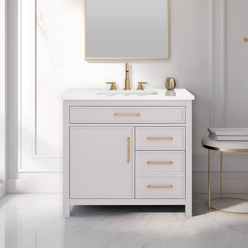 Wenniah 36" Single Vanity, Taupe/Brushed Bronze