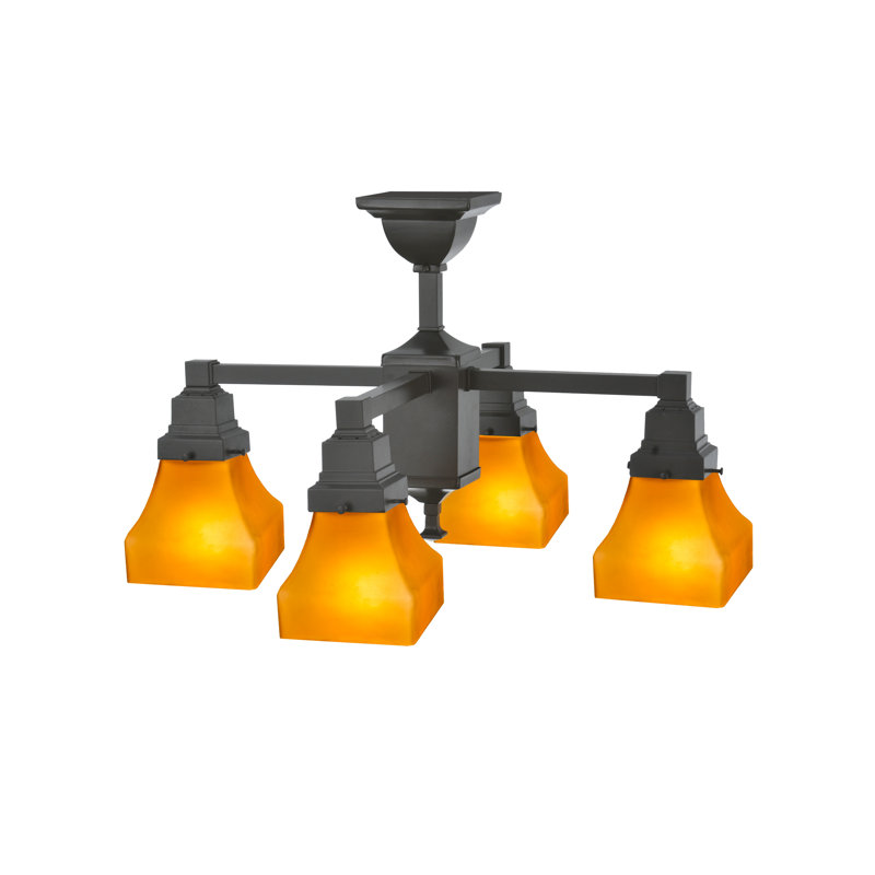 Lustre cylindrique à 4 lumières avec abat-jour