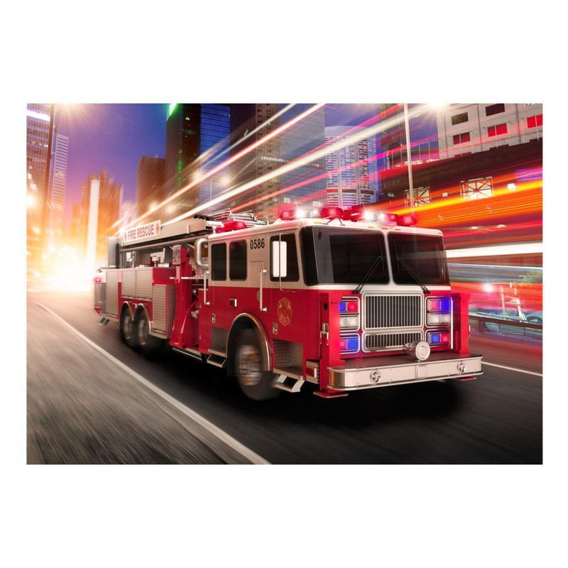 Murale camion de pompiers, L 96 po x l 137 po
