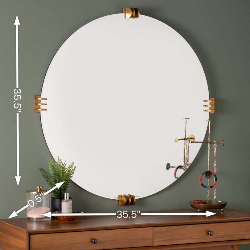 Aubrey Round Beveled Mirror, Gold