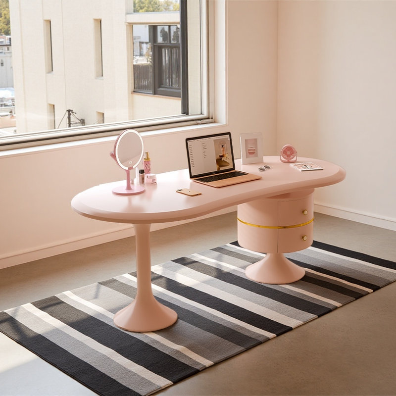 Bureau de style minimaliste léger et luxueux, Rose / Rose, H 29,53 po x l 55,12 po x P 23,62 po