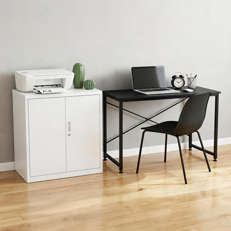 Armoire de rangement en métal 2 portes - Armoires verrouillables de 36 po avec 2 tablettes réglables, casier en acier robuste pour bureau à domicile, armoire de rangement verrouillable avec clés