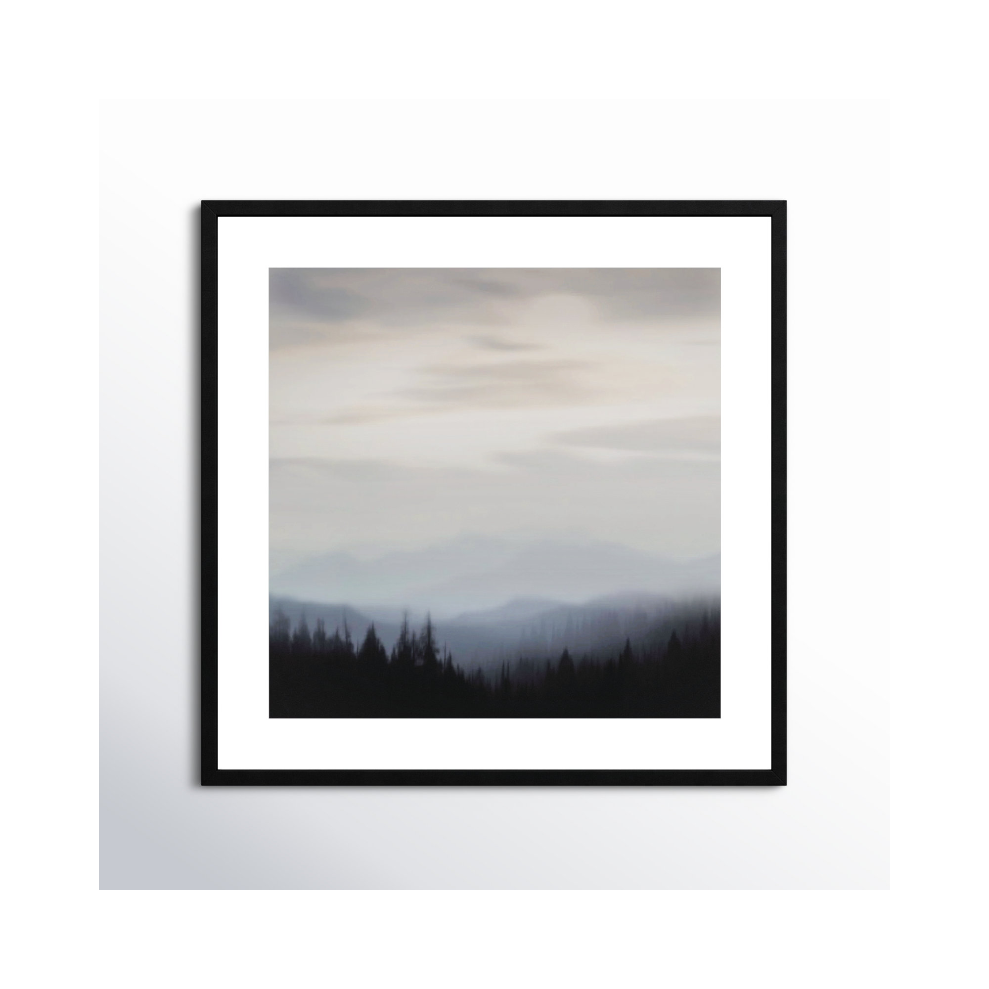 Mountain Vista II by Madeline Clark, 33.12" H x 33.12" W x 0.88" D, Black Framed Paper