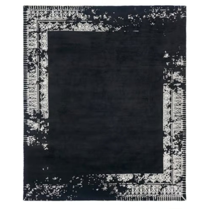Tapis touffeté à motif abstrait en viscose tissé à la machine, Rectangle 2 pi 11 po x 4 pi 11 po