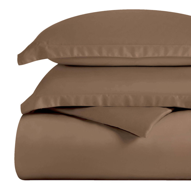 Mitchell Egyptian Cotton Blend 300 Thread Count Solid Duvet Cover Set With Pillow Shams, Taupe